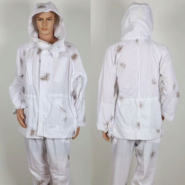 

jacket style white snow camouflage ghillie suits hunting 3d bionic color polyester and cotton material hunting clothes, Camo