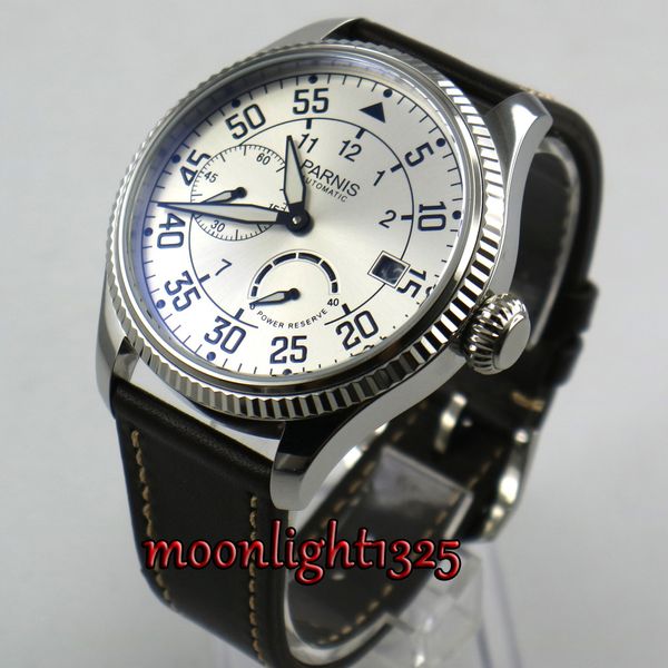 

45mm white dial date window st2530 automatic movement mens watch, Slivery;brown