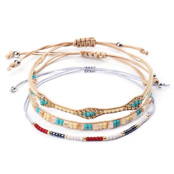 

bohemia beads weave rope bracelets for woman handmade charm bracelets & bangles ethnic friendship jewelry gifts, Golden;silver