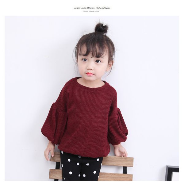 

baby girl clothes corduroy kids clothing long sleeve solid color 5 colors cute girls lantern sleeve solid color kids t-shirt, Blue