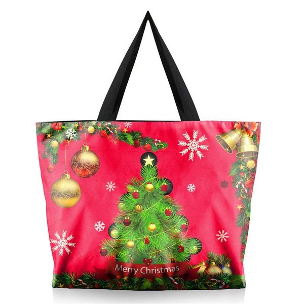 

christmas style printing shoulder bag tote reusable foldable women xmas canvas shopping bags handbags grocery stoage