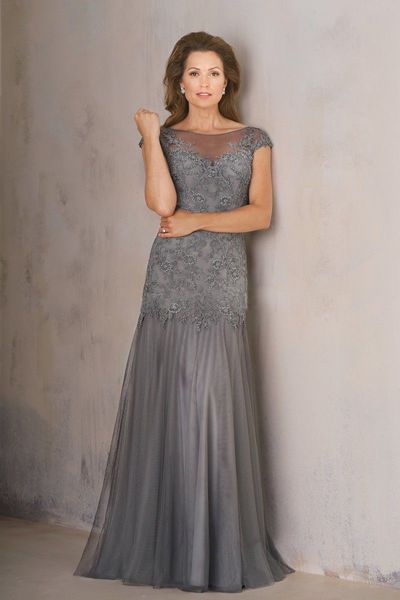 

handmade appliques short sleeve gray open back mother of the bride dresses sheath long tulle lace party gown scoop custom size draped, Black;red