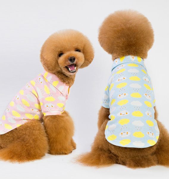 

pet polo dogs soft supplies cotton printed clothes little dogs collar down doggy wholesale button pure pajamas turn fttrc