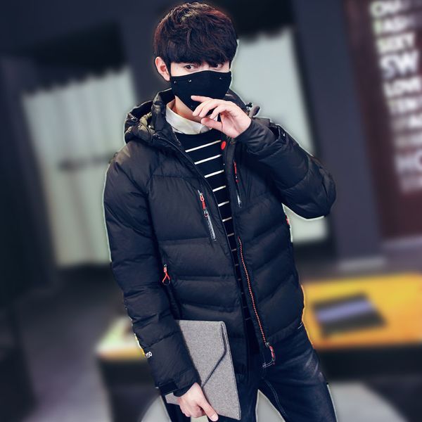 

men's winter men's down jacket new 2018 youth fashion handsome short paragraph down coat male trend parka xd457, Black