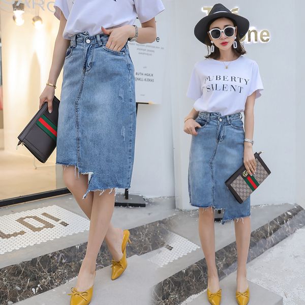 

jeans pencil skirt women skirts fashion jeans summer 2018 new split high waist midi skirt long skirts blue for office lady, Black