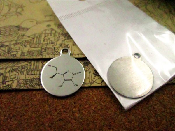 

40pcs--"the molecular formula vitamin c"stainless steel charms more style for choosing diy charms pendants for necklace, Bronze;silver