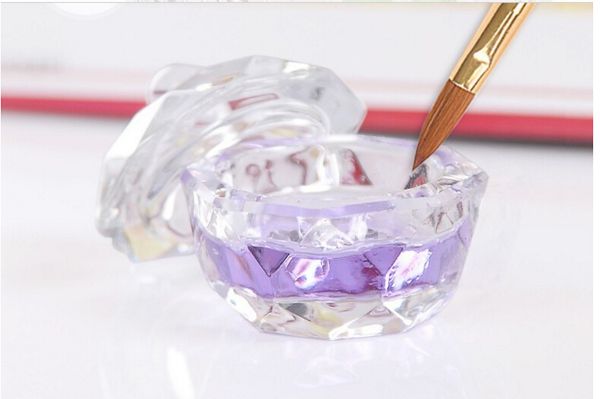 

1pcs nail tools crystal glass box nail art acrylic liquid makeup box powder styling tool equipment for manicure, Silver