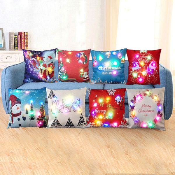 Xmas Flashing Pillow Case 45 45cm Led Light Pillows Cushion Cover