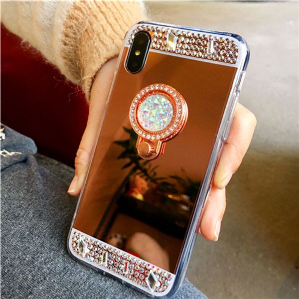 

Bling горный хрусталь блеск Кольцо держатель подставка зеркало телефон чехол для iPh