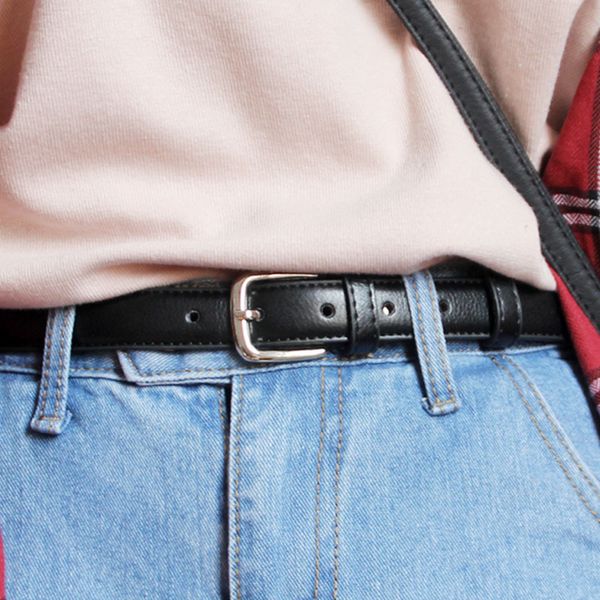 

bbn fashion woemn belt female waistband pin buckle black pu cowskin thin section decoration young girl lady belt, Black;brown