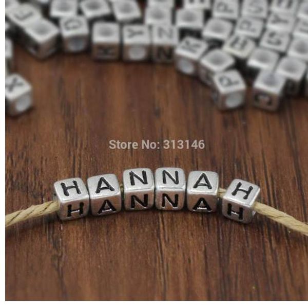 

bulk wholesale 200pcs silver alphabet letter diy loose spacer beads for handmade beading bracelet necklace jewelry making craft, Black