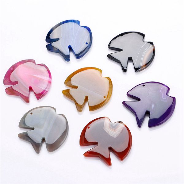 

agate pendant fish crystal necklace high-grade bead multicolor peach shape charm quartz chain jewelry women reiki stone, Silver