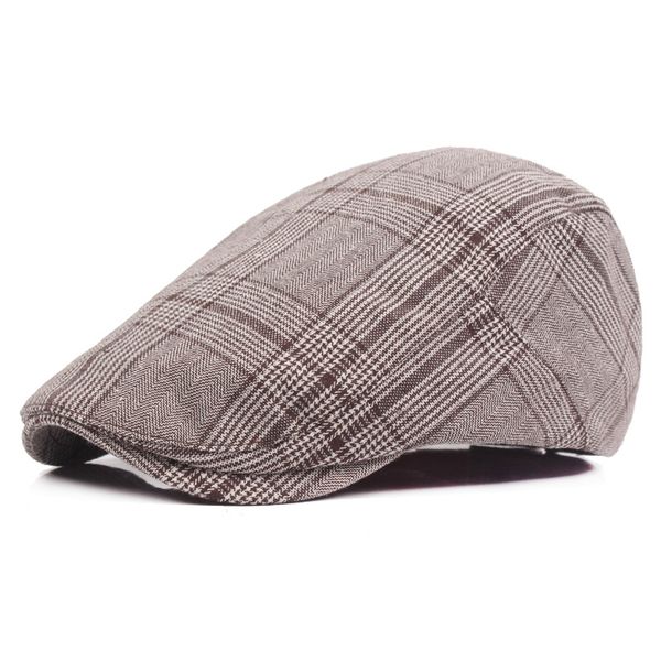 Unisex Vintage Xadrez Jornaleiro Cap para Mulheres Dos Homens 2018 Algodão Boina Chapéu Ajustável Leve Cabbie Dirving Chapéu Duckbill Chapeau