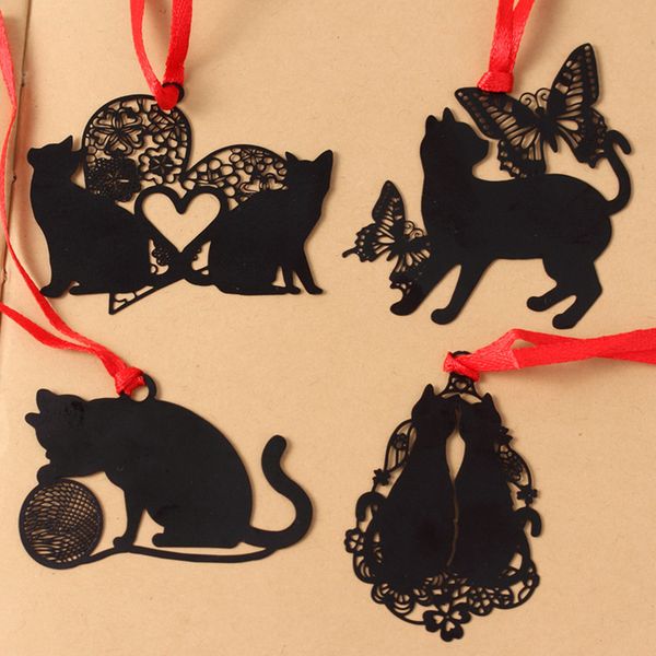 

kawaii openwork cat metal bookmark cute animals bookmarks for books paper page marker stationery school supplies