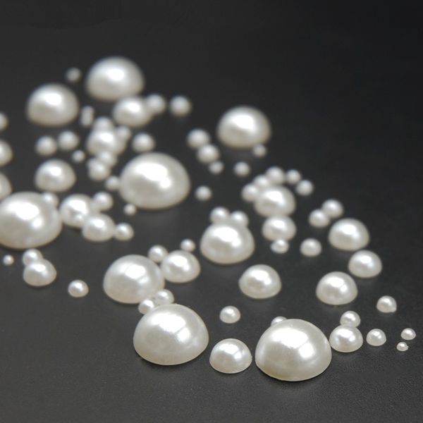

2mm 3mm 4mm 5mm 6mm mixed size fashion 100pcs/pack ivory/white half round diy resin flatback nail art pearl for nail decoration, Silver;gold