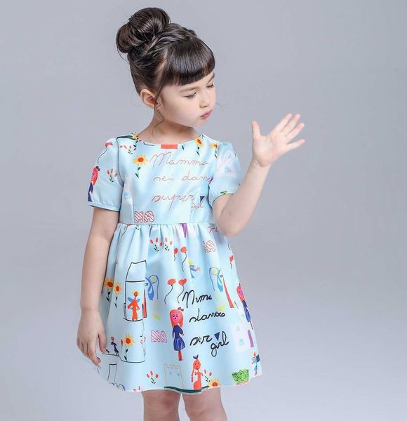 

INS Girl Princess Bow Dress Graffiti Print Style Patchwork Summer Petal Sleeveless Tutu Dress Kids Elegant Dress NEW Arrival
