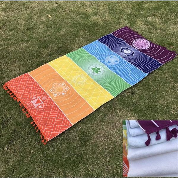 

better quality towel material bohemia india mandala blanket 7 chakra rainbow stripes tapestry beach towel yoga mat bath