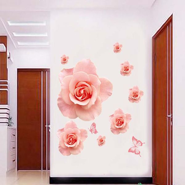 

% pvc romantic rose flowers are romantic wall sticker kids rooms bedroom butterfly wedding wall art decal home decor mural