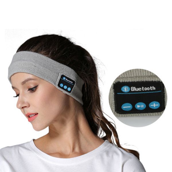 

women headband bluetooth knitted headscarf sport stereo music headband headphone smart hairband fashion portable head wraps yfa496, Silver