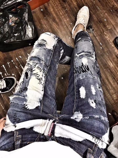 

Men 039 di tre ed ripped kinny fa hion de igner hort lim motorcycle moto biker cau al men denim pant hip hop jean a136