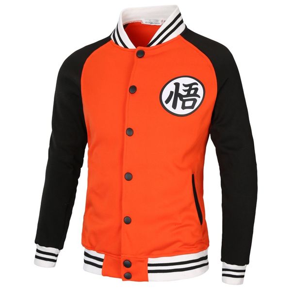 

men;s dragon ball wukong raglan sleeves sweater baseball uniform jacket, Black;brown
