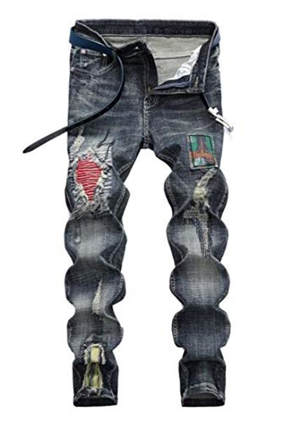 

amoystyle men's fashion stretch slim fit jeans 3 colors us 29-40, Blue