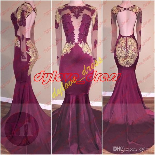 

2018 mermaid long sleeve burgundy prom dress black girl plus size formal dresses