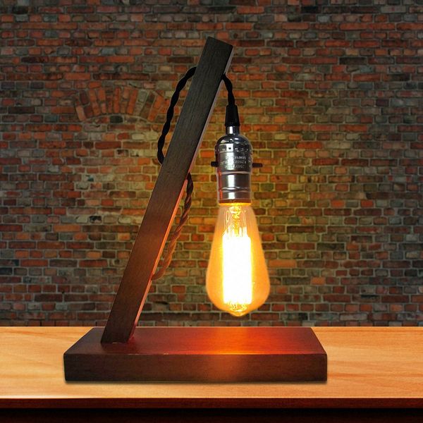 

European table lamp 7 word e27 connector retro no talgic olid wood per onality wooden creative table lamp cafe de k lamp