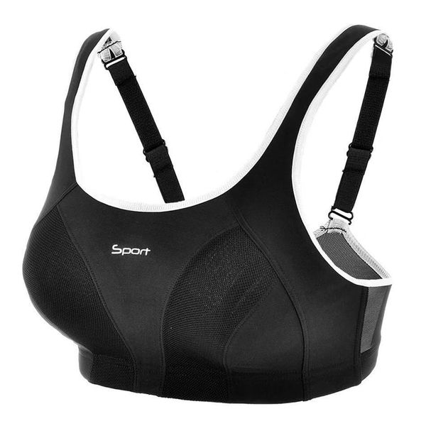 

women's high impact sports bra plus size wire non padded racerback maximum running sports bra 32~40 b c d dd e f black, White;black