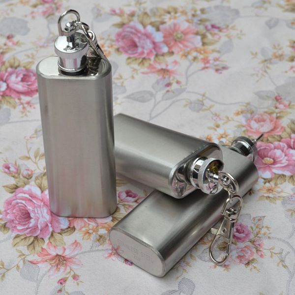 2 oz (56 ml) Hip Flask Portátil de Aço Inoxidável Garrafas De Álcool Flagon com Chaveiro Atacado