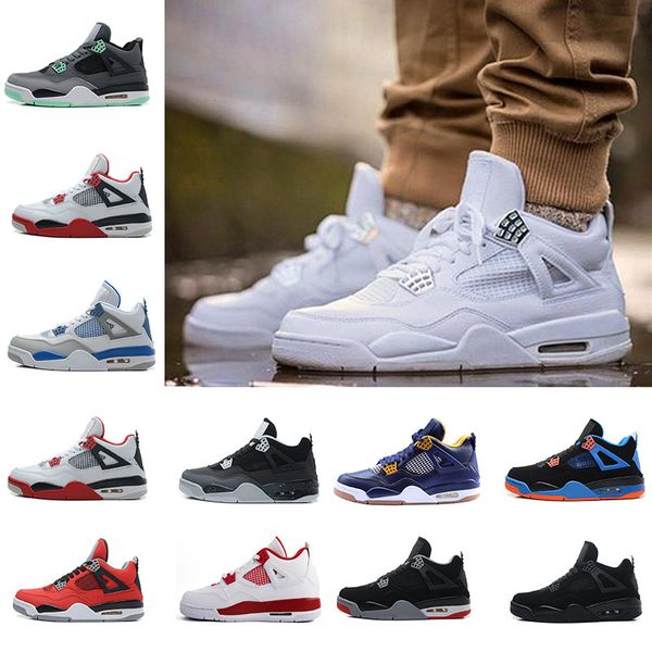 

4 4s mens basketball shoes royalty toro bravo angry bull military blue alternate 89 green glow dunk from above premium black sports sneakers, White;red