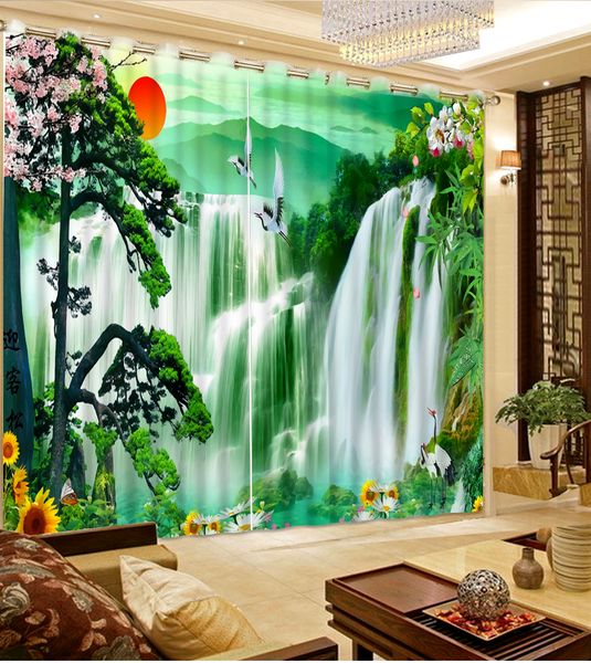 

blackout 3d curtains for the bedroom waterfall landscape luxury curtains for living room glass beads curtain