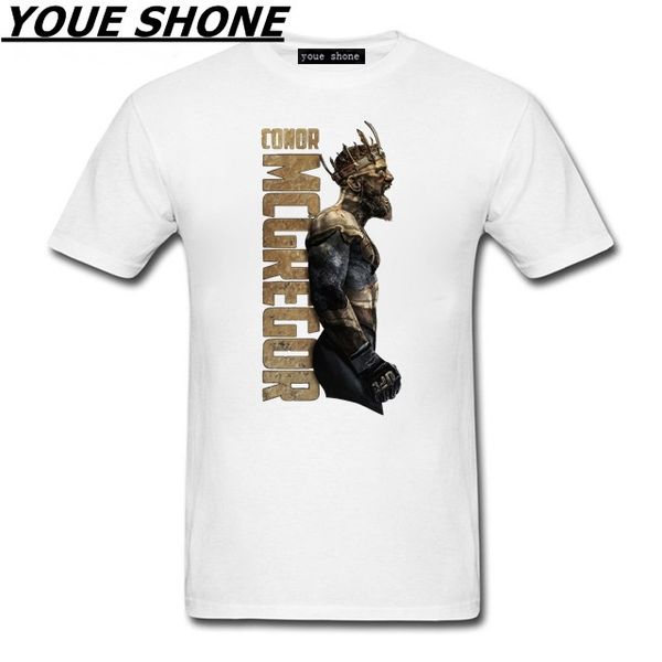 

casual t shirts the king of conor mcgregor mma featherweight champion men's cotton t-shirt crazy ufc short sleeve shirt men's tees, White;black