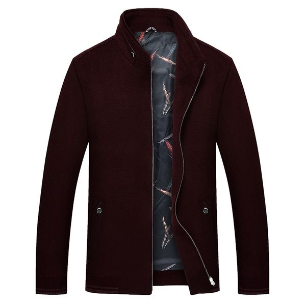 

new winter causal men solid long coat jacket collar thick wool overcoat with pockets zipper rib sleeve big size 6xl, Black