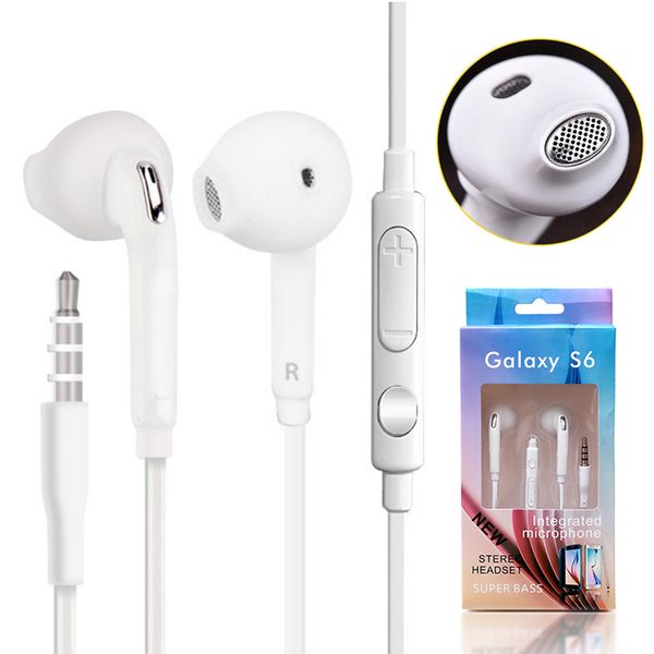 

s6 s7 3.5mm in-ear earphone earphonrs earbuds headset with mic volume control for samsung s6 iphone 6s with retail package