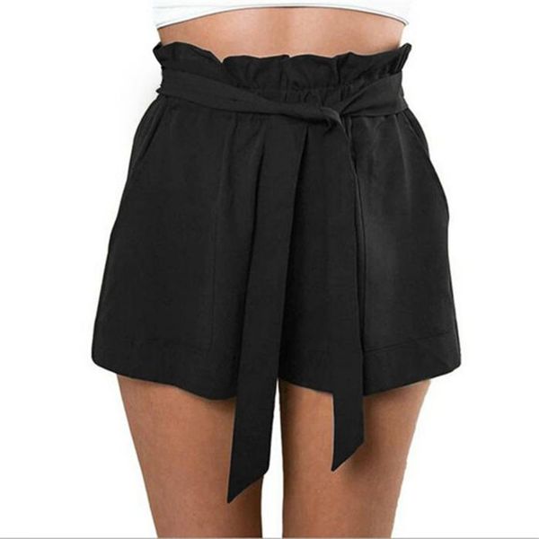 

high elastic waist size shorts 2017 women casual design high waist loose fashionable shorts female with belt 1shorts+1belt, White;black