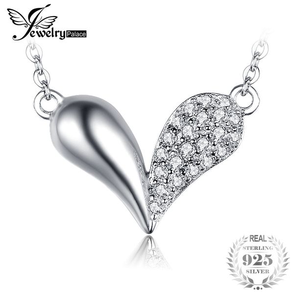 

jewelrypalace heart charm 0.2ct cubic zirconia necklace with chain 925 sterling silver gift for women wedding necklace