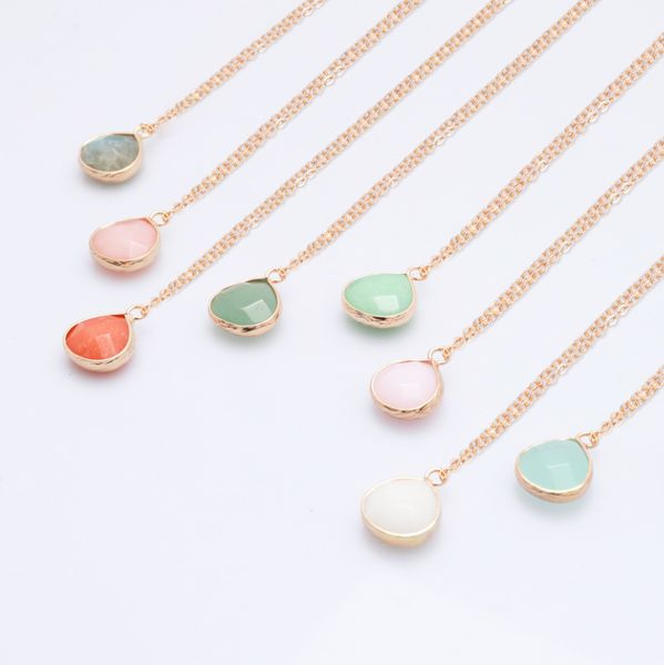 

natural stone pendant necklace faceted agate crystal stone necklace, Silver