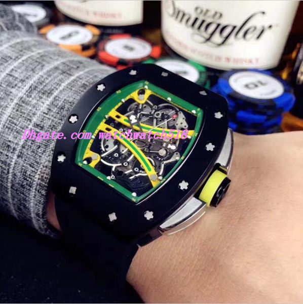 

luxury 2018 skeleton dial rubber strap 61-01 automatic movement fashion brand men's wristwatches, Slivery;brown