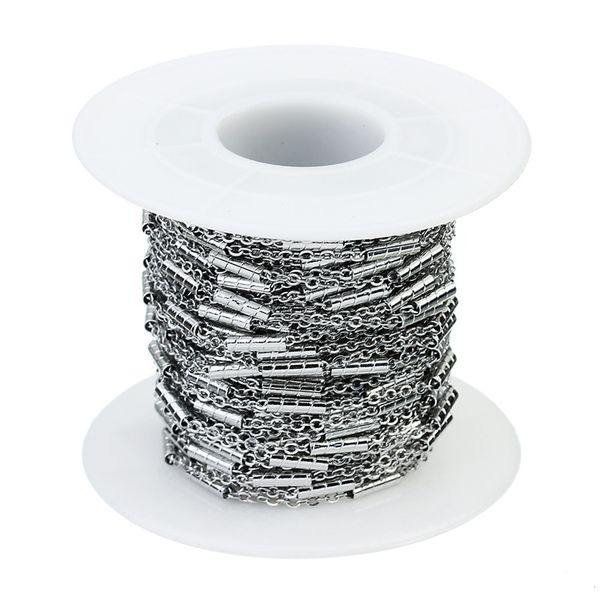 

xinyao 10yards/roll metal stainless steel necklace chains bulk for jewelry making tube link chain fit bracelets findings craft, Silver