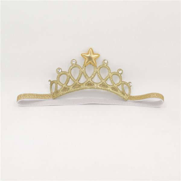 

10 шт. / лот блеск корона оголовье для девочки кристалл и звезды дети sparkly день рождения тиара эластичный эластичный глава группа золото