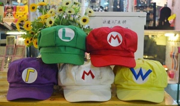 

Kid luigi uper mario bro ba eball co tume co play hat cap adju table ela tic halloween cap in tock