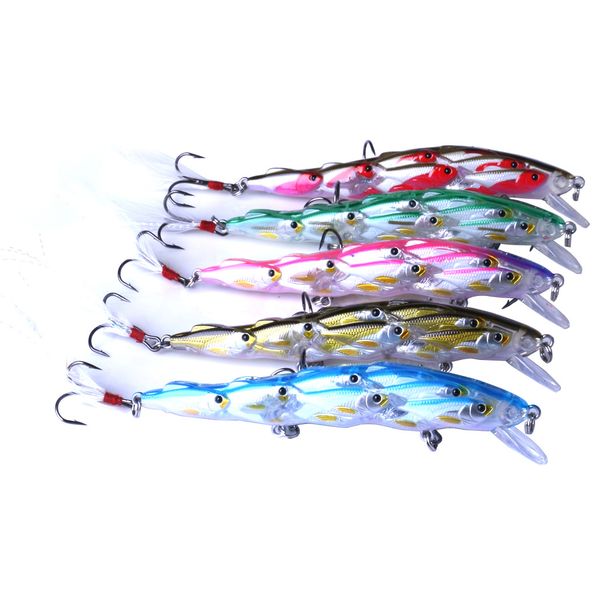 

5pcs fishing ater lures group fish minnow plastic fishing bait for saltwater freshwater bass trout walleye salmon musky fishingcrankb
