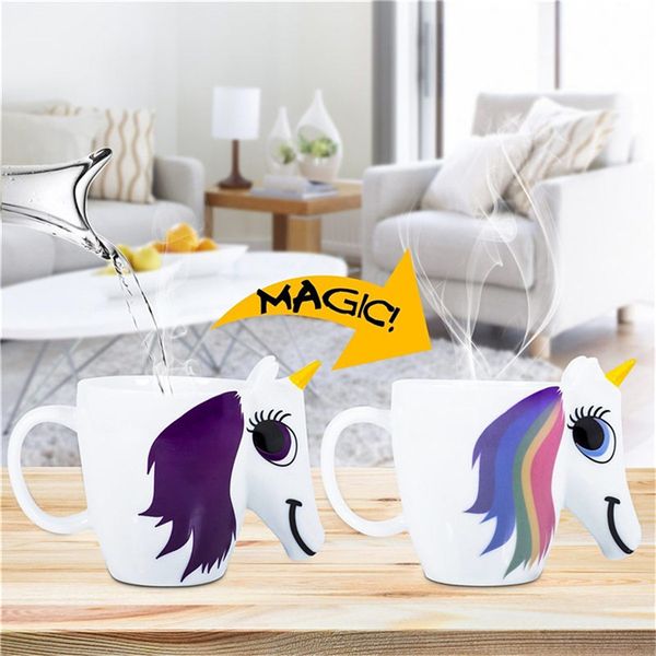 

3d colour color changing magic unicorn ceramic heat sensitive coffee mug discoloration mill mugs for coffee