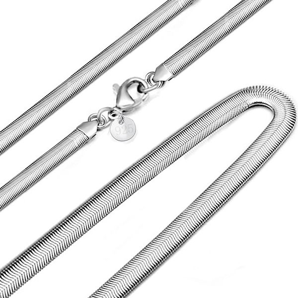 

6mm 925 stamped silver plated wide snake chain lobster clasps necklaces jewelry findings 16"18"20"22"24" wholesale price