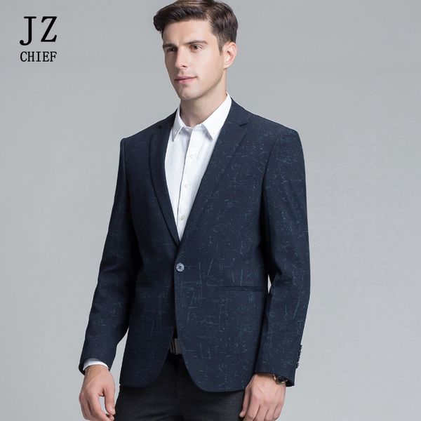 

jz chief men's print blazer jacket casual slim fit business jacket single breasted one button spring coat male overcoat big size, White;black