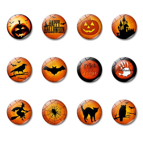 

happy halloween witch pumpkin bat glass glue sign pattern dome glass fridge magnet home halloween deco a75