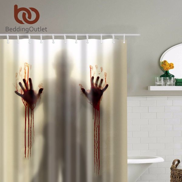 

beddingoutlet scary horrific zombie man with bloody hands shower curtain waterproof bathroom shower curtains 71"x71" hot