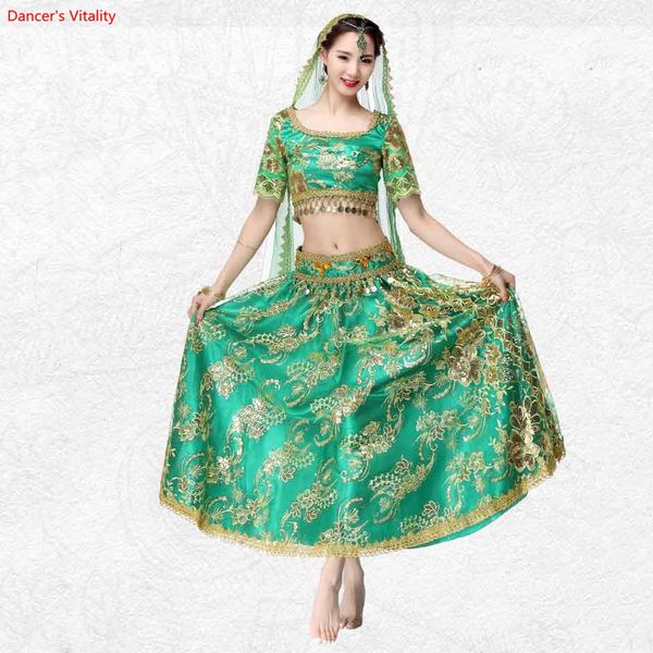 

new arrival competition belly dance and skirt with belt veil set suits oriental dancer practice costume set ing, Black;red