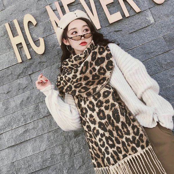 

new fashion winter comfortable leopard temperament big thick tassel scarf new arrival soft outdoor fresh warm shawl